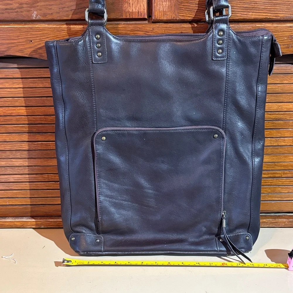 Chic Black Leather Tote with Stud Details